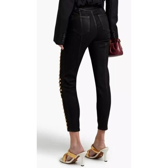 Gucci Women's Black Embellished High-Rise Studded Skinny Jeans Size 25 - Picture 2 of 13